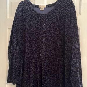 Eddie Bauer Navy Patterned Velvet A-Line Maxi Dress sz XL